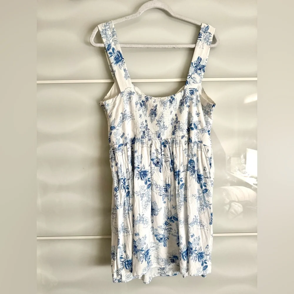 Dynamite Blue and White Floral sweetheart flare dress xl spring summer - Picture 4 of 6